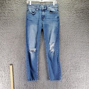 KanCan Jeans Womens 7/27 Blue Distressed Cropped Stretch Denim
